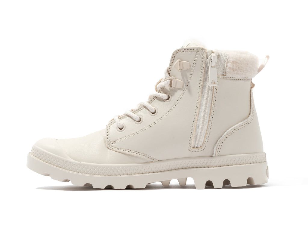 Women Palladium Pampa Hi Snow Warm Boots Almond Milk | LUHY-51347