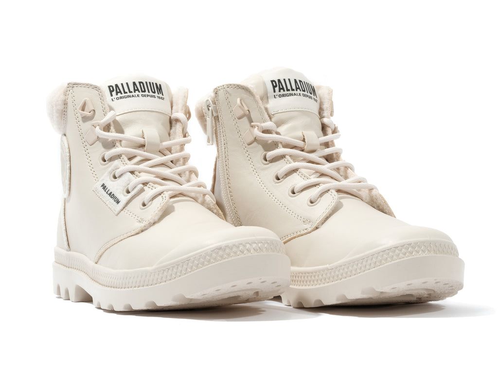 Women Palladium Pampa Hi Snow Warm Boots Almond Milk | LUHY-51347