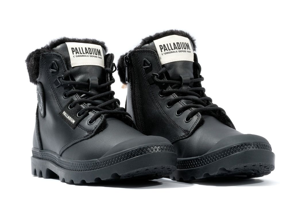 Women Palladium Pampa Hi Snow Warm Boots Black | KXPS-14569