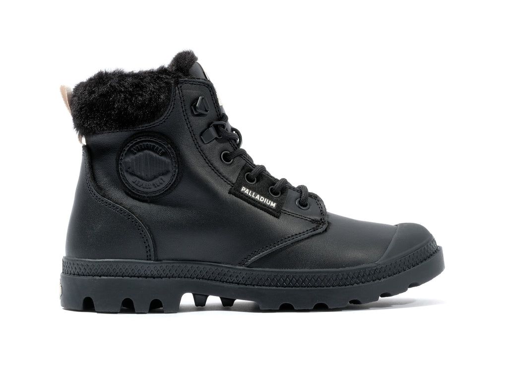 Women Palladium Pampa Hi Snow Warm Boots Black | KXPS-14569