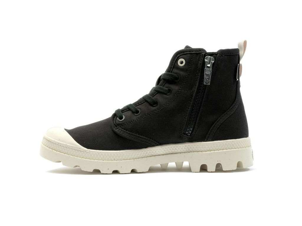 Women Palladium Pampa Hi Zip Organic Boots Black | KJVY-01856