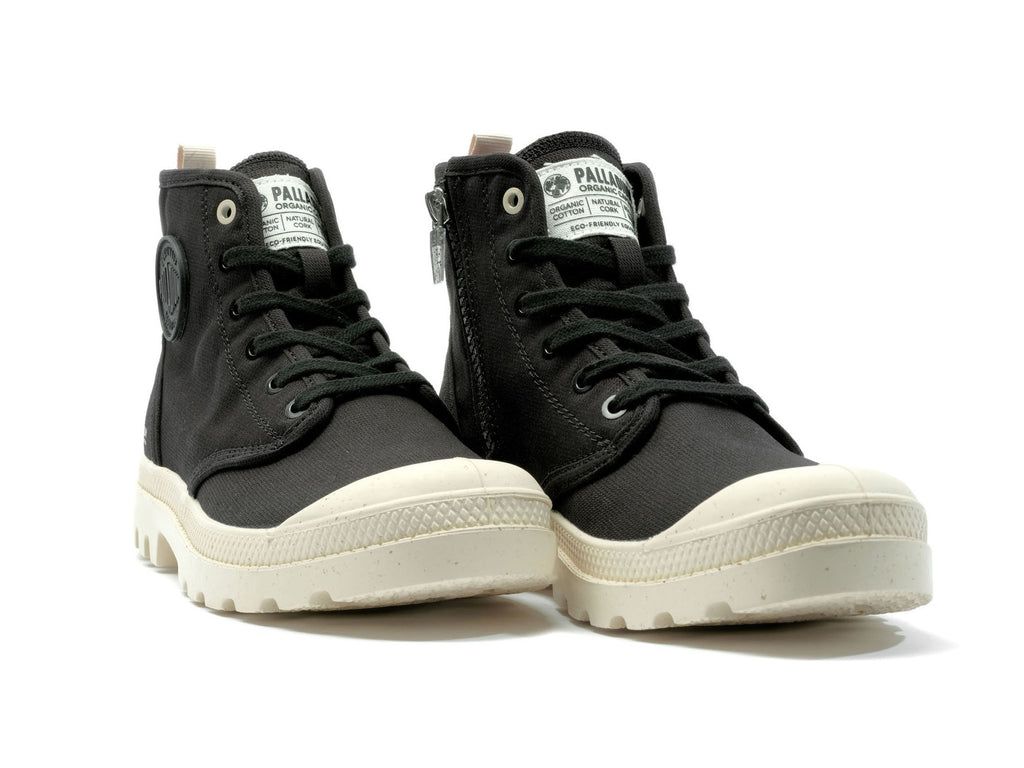 Women Palladium Pampa Hi Zip Organic Boots Black | KJVY-01856