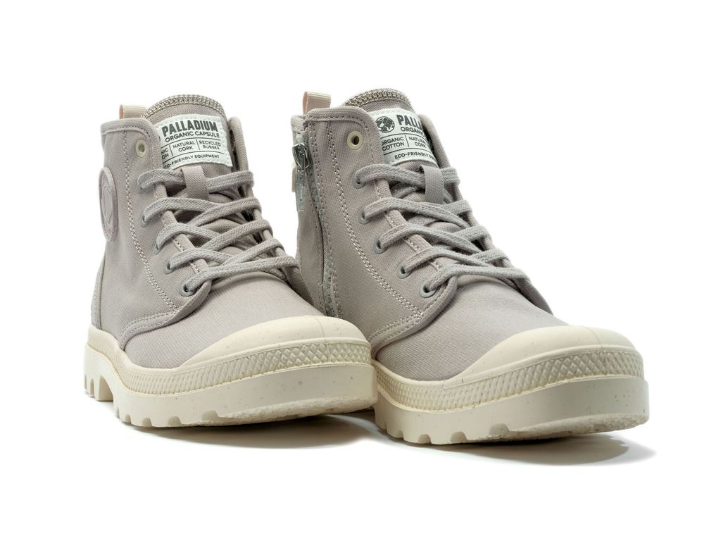 Women Palladium Pampa Hi Zip Organic Boots Grey | EJCG-58706