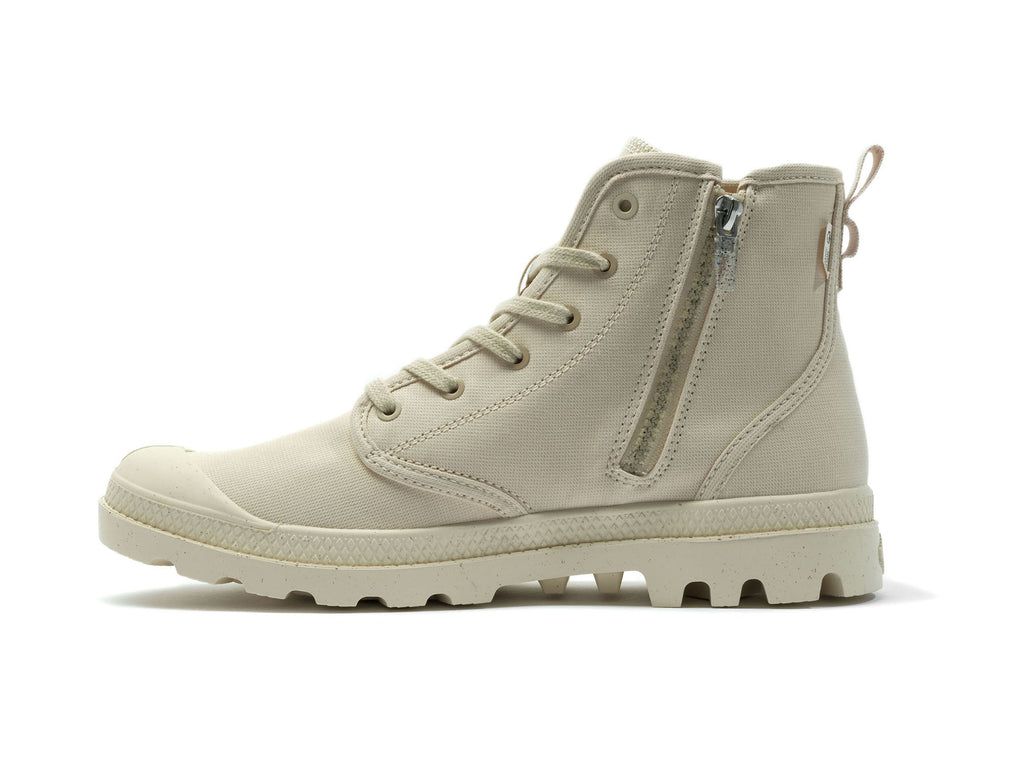 Women Palladium Pampa Hi Zip Organic Boots Sahara | CTHB-91483