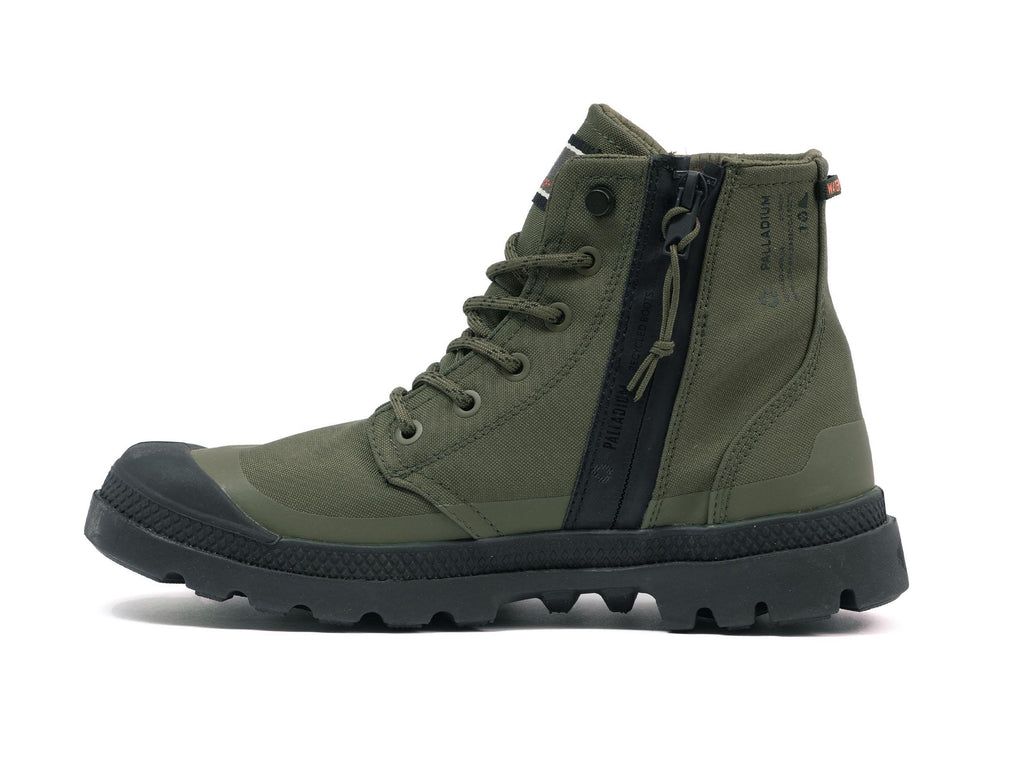 Women Palladium Pampa Rcyl Lt+wp+zip Boots Olive | NBRK-58320