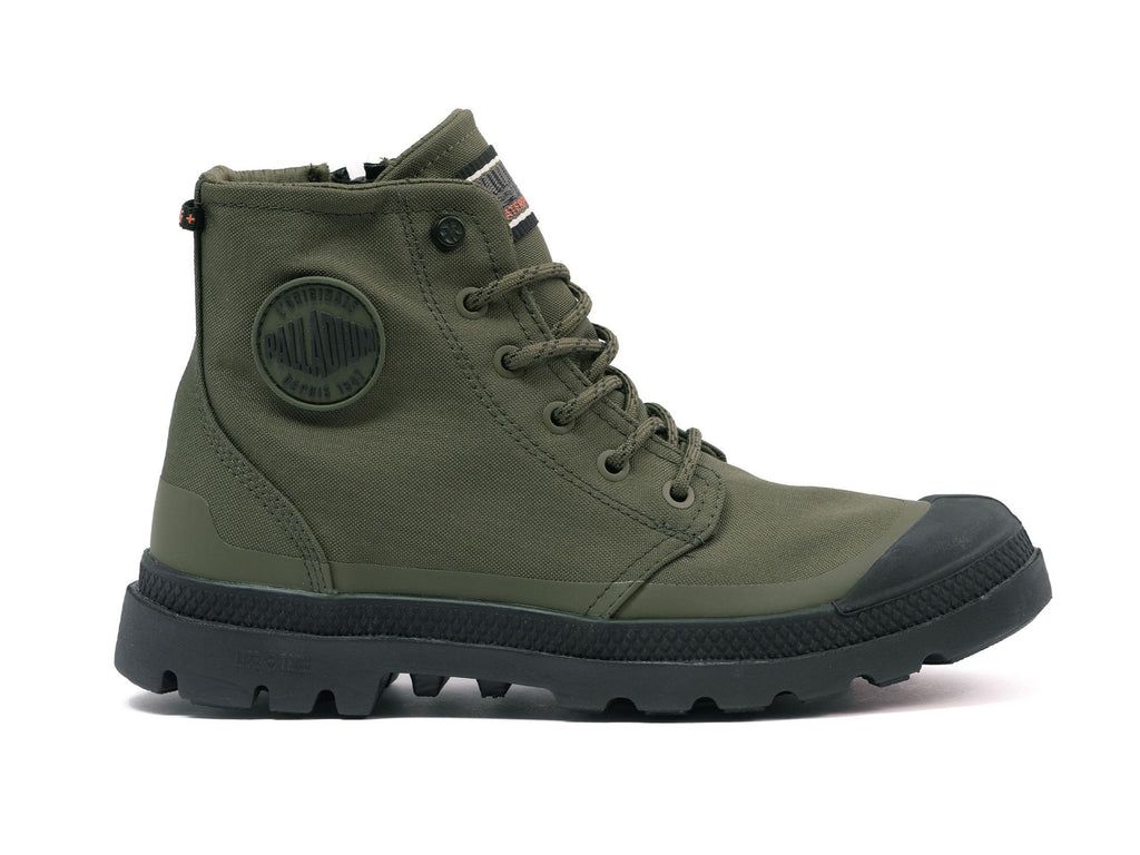 Women Palladium Pampa Rcyl Lt+wp+zip Boots Olive | NBRK-58320