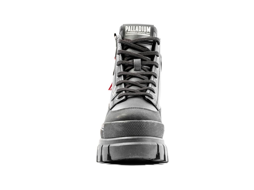 Women Palladium Revolt Boot Zip Leather Boots Black / Black | JEBL-86957